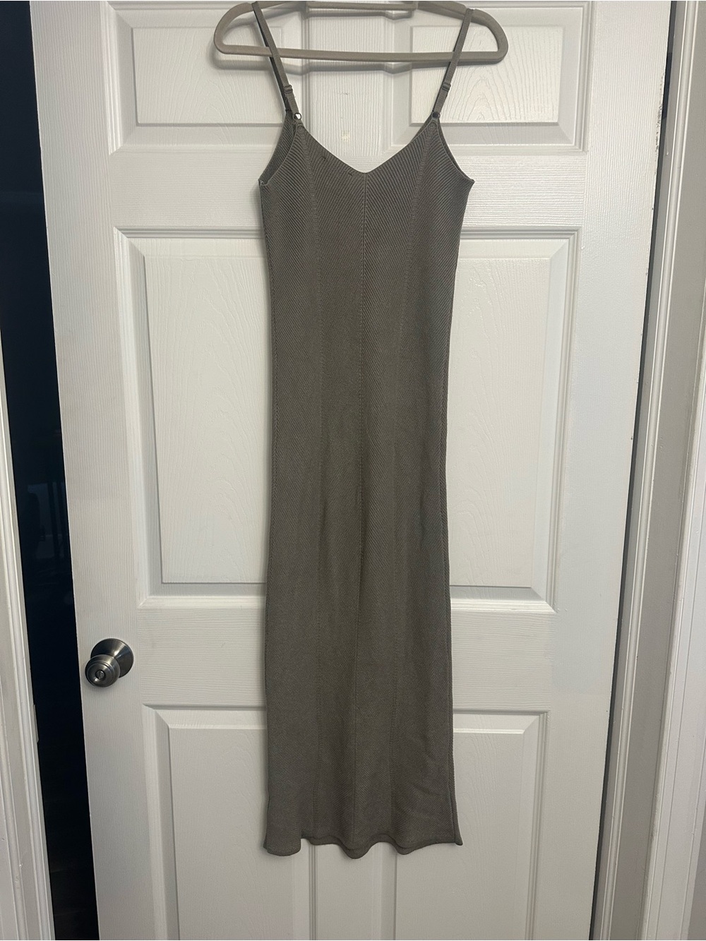 Freshman 1996 Slim Ribbed Maxi Dress in Gray/Sage